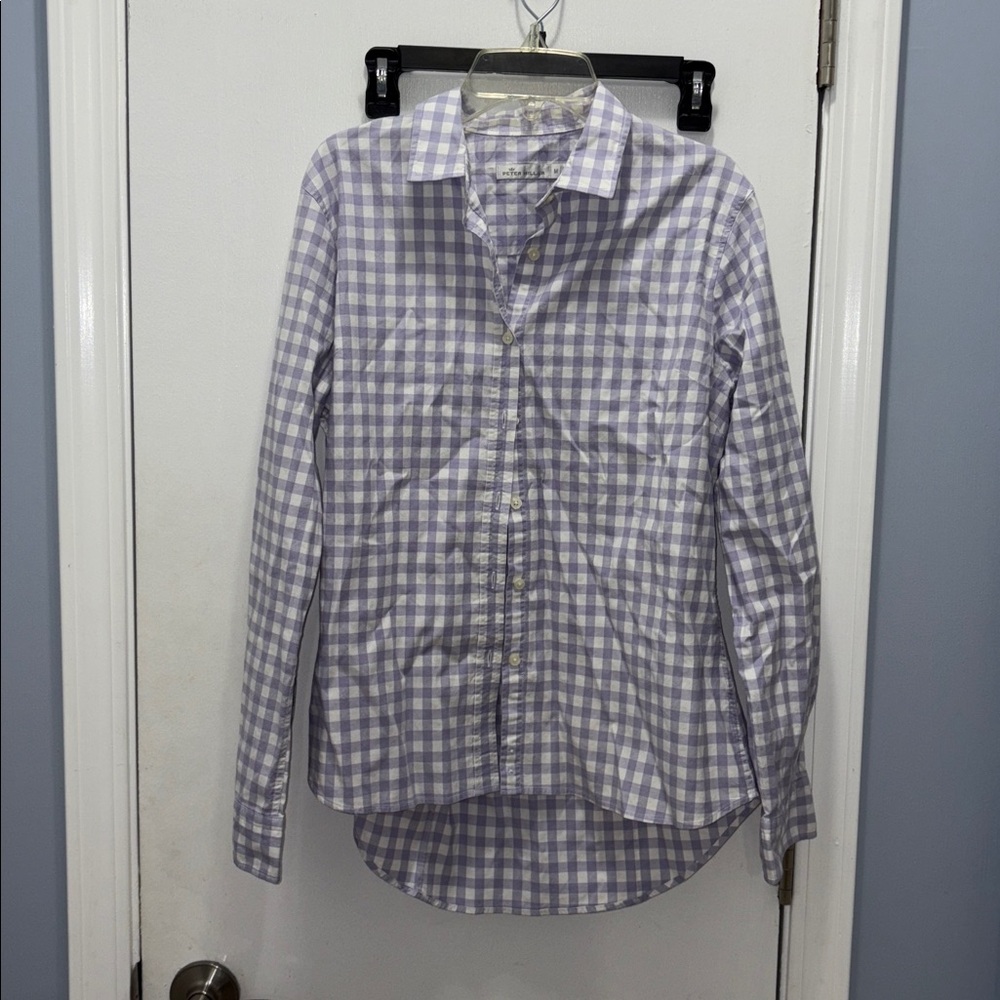 Peter Millar Lavender Checkered Shirt size medium
